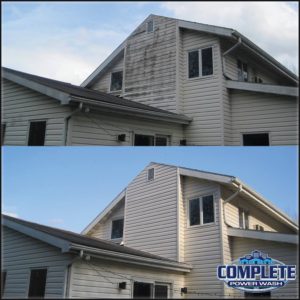 Power washing siding with softwash by Complete Power Wash