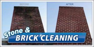 Brick chimney cleaning before and after