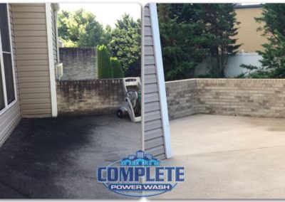 Patio cleaning before and after cleaning by Complete Power Wash