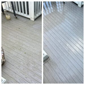 Before and after deck cleaning