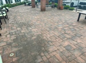 Brick patio BEFORE pressure washing by Complete Power Wash in Hagerstown, MD